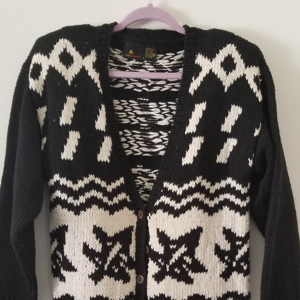 Liz sport cardigan jacket black and white size med